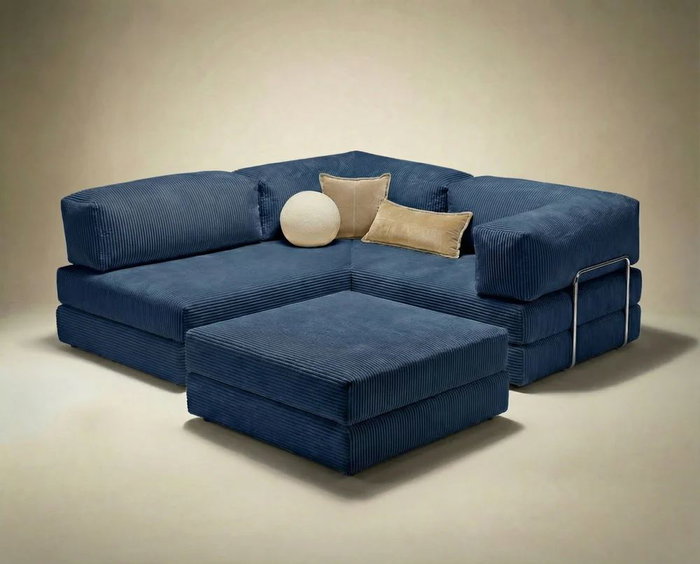 Atelier Del Sofa Kanyon Sofá-Cama Esquinero Azul Marino
